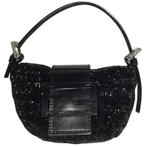 fendi black beaded baguette